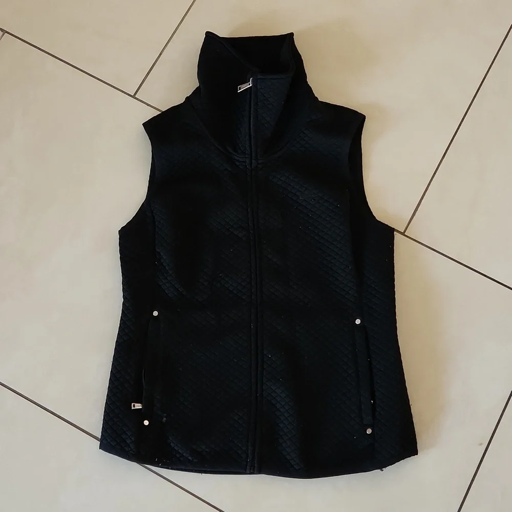 Lauren Ralph Lauren Black Quilted Corduroy Sleveless Vest sz Medium